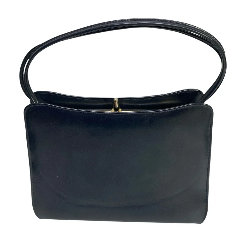 2 VTG MCM Theodor Ca‎ Blue Brown Handbag Gold tone Clasp  Interior Zipper Pocket